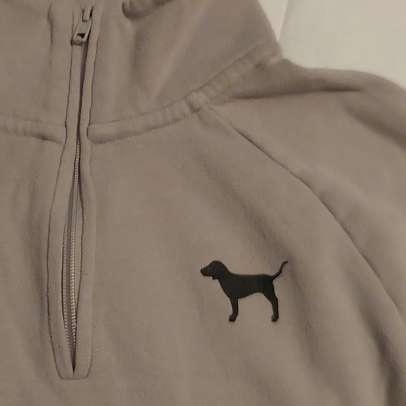 Victoria's Secret PINK hombre gray black 1/4 zip Sweater S - Picture 3 of 5